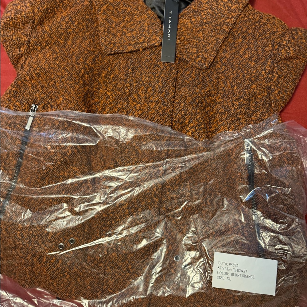 T Tahari Burnt Orange Knit blazer jacket